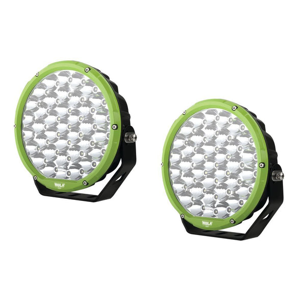 9" Round LED Driving Lights / Spot Lights (Pair) - Green - Hulk 4x4